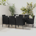 vidaXL 9-delige Tuinset poly rattan zwart
