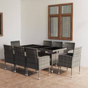 vidaXL 9-delige Tuinset poly rattan zwart