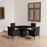 vidaXL 5-piece Garden Dining Set Poly Rattan Black