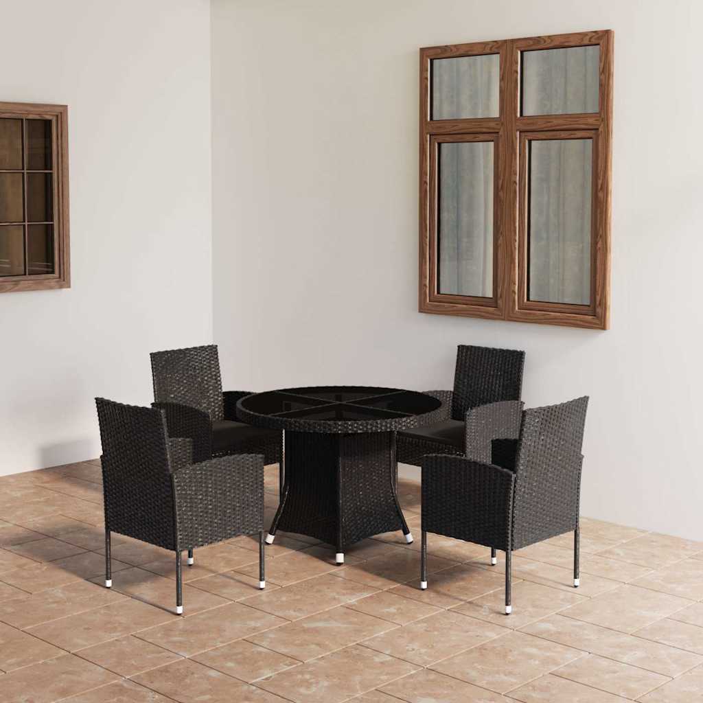 vidaXL 5-piece Garden Dining Set Poly Rattan Black