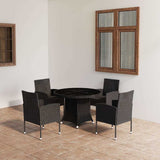 vidaXL 5-piece Garden Dining Set Poly Rattan Black