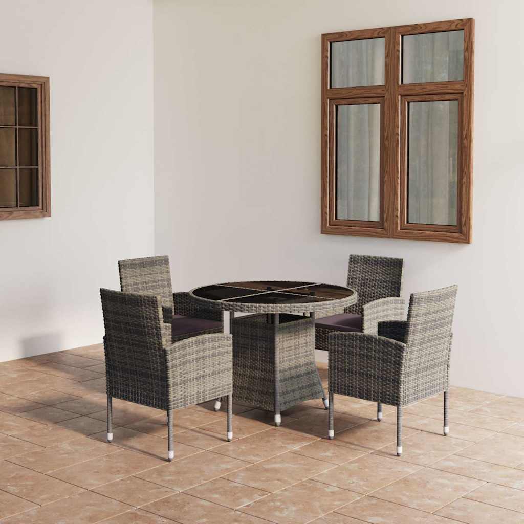 vidaXL 5-piece Garden Dining Set Poly Rattan Black