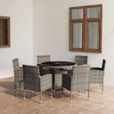 vidaXL 7-delige Tuinset poly rattan zwart