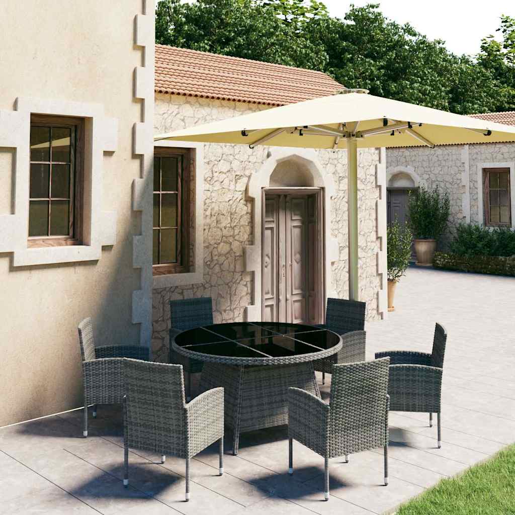 vidaXL 7-delige Tuinset poly rattan zwart