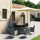 vidaXL 7-delige Tuinset poly rattan zwart