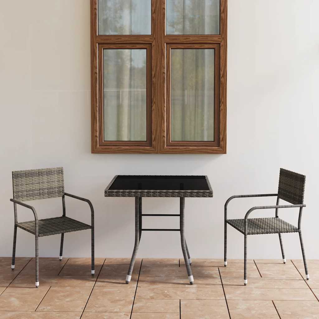 vidaXL 3-Piece Garden Lounge Set Poly Rattan Black