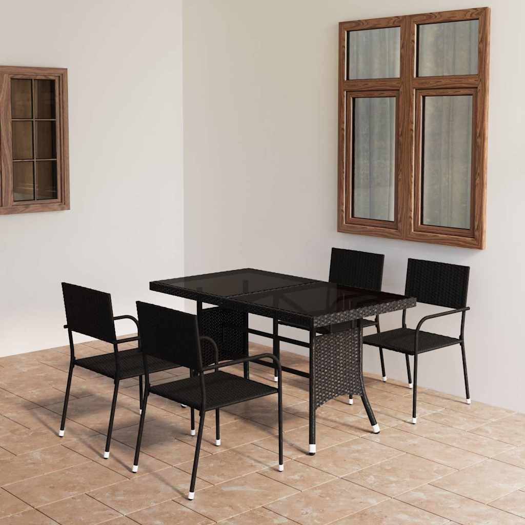 vidaXL 3-Piece Garden Lounge Set Poly Rattan Black