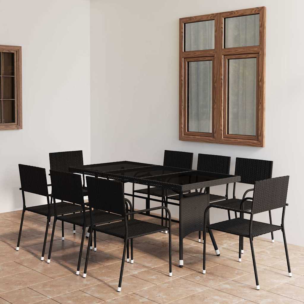 vidaXL 3-Piece Garden Lounge Set Poly Rattan Black