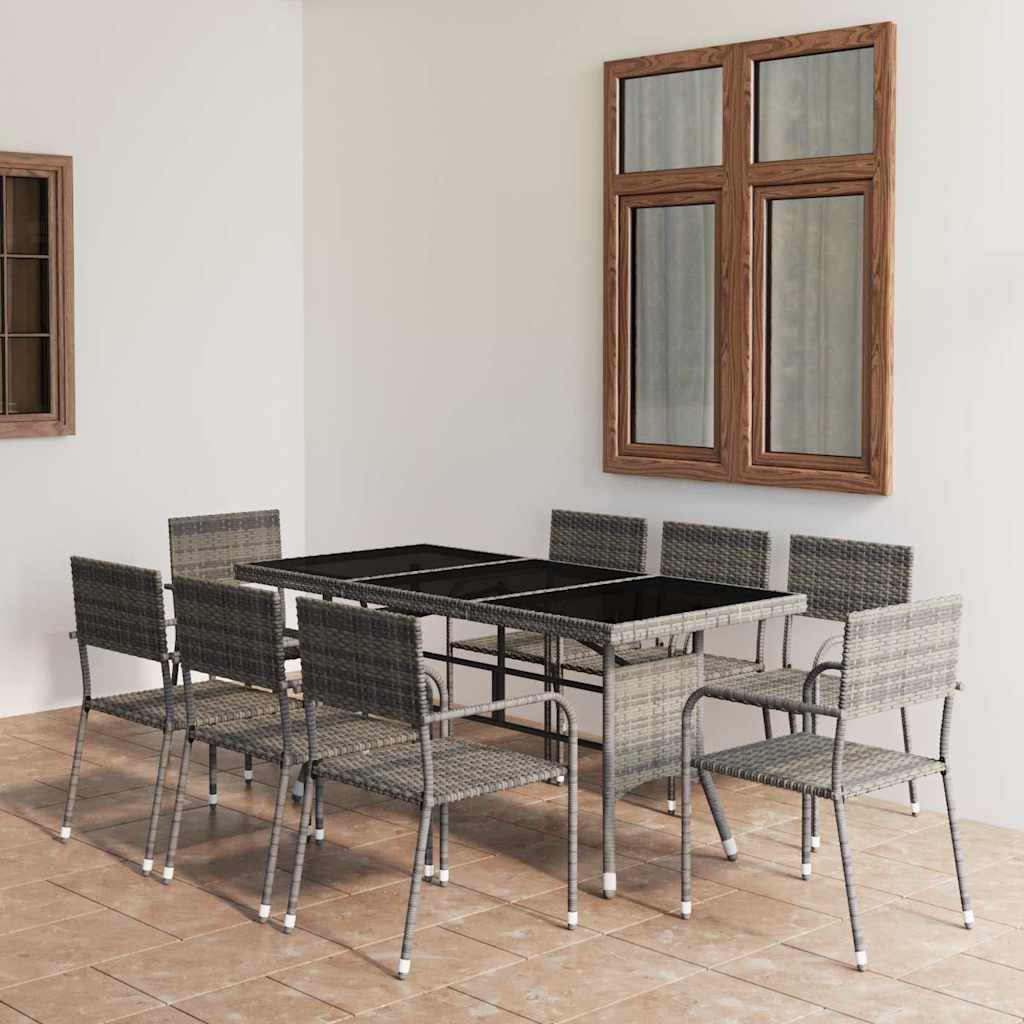 vidaXL 3-Piece Garden Lounge Set Poly Rattan Black