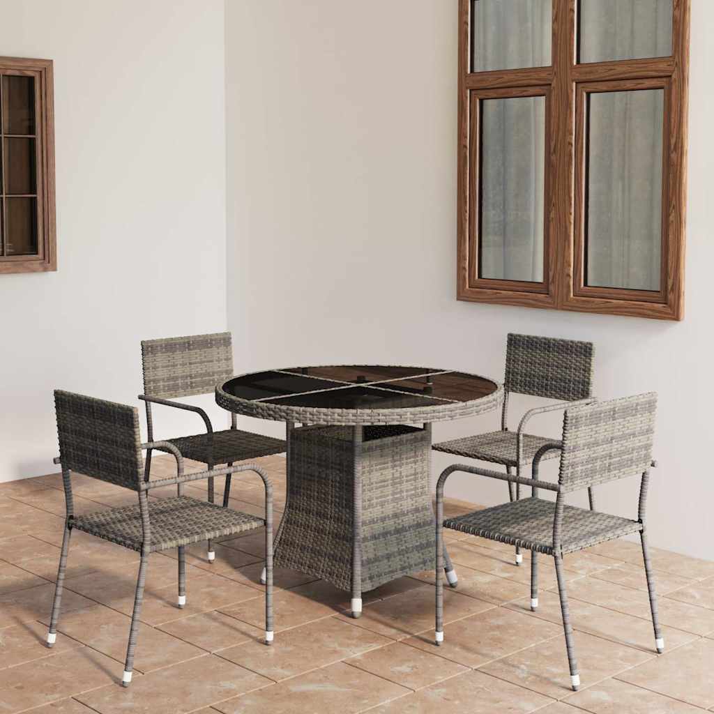 vidaXL 5-delige Tuinset poly rattan zwart