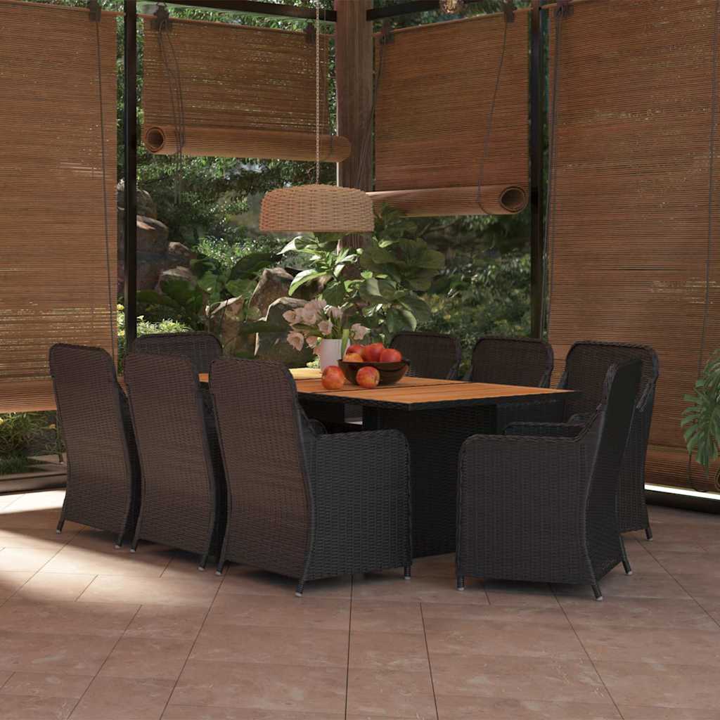 vidaXL 9-delige Tuinset poly rattan bruin