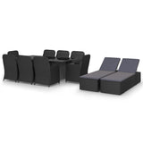 vidaXL 11-Piece Garden Dining Set Poly Rattan Black