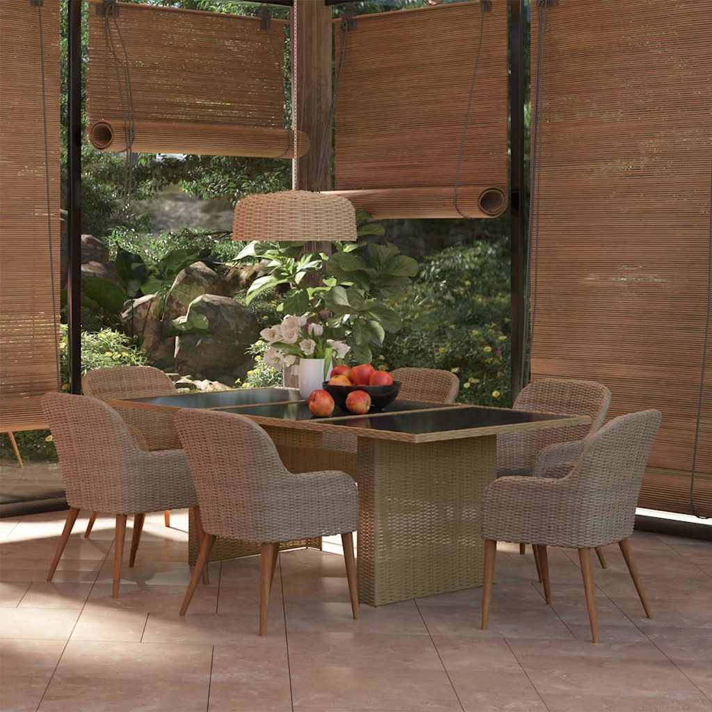 vidaXL 7-delige Tuinset poly rattan zwart