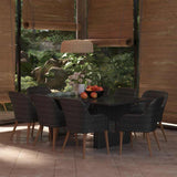 vidaXL 7-delige Tuinset poly rattan zwart