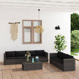 vidaXL 9-piece Lounge Set with Cushions Poly Rattan Grey