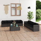 vidaXL 9-piece Lounge Set with Cushions Poly Rattan Grey