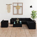 vidaXL 9-piece Lounge Set with Cushions Poly Rattan Grey