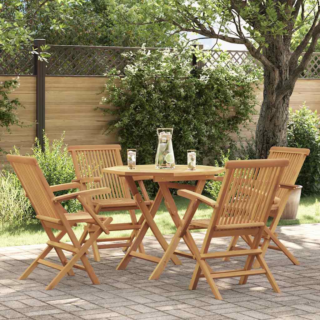 vidaXL 5-delige Tuinset massief teakhout