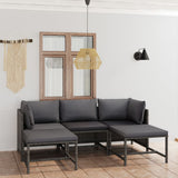 vidaXL 3-Piece Lounge Set with Cushions Poly Rattan Grey