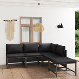 vidaXL 3-Piece Lounge Set with Cushions Poly Rattan Grey