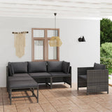 vidaXL 3-Piece Lounge Set with Cushions Poly Rattan Grey