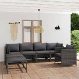 vidaXL 3-Piece Lounge Set with Cushions Poly Rattan Grey