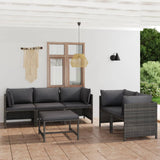 vidaXL 3-Piece Lounge Set with Cushions Poly Rattan Grey