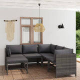 vidaXL 3-Piece Lounge Set with Cushions Poly Rattan Grey