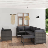 vidaXL 3-Piece Lounge Set with Cushions Poly Rattan Grey