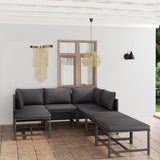 vidaXL 3-Piece Lounge Set with Cushions Poly Rattan Grey