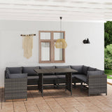 vidaXL 3-Piece Lounge Set with Cushions Poly Rattan Grey