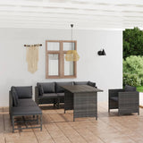 vidaXL 3-Piece Lounge Set with Cushions Poly Rattan Grey