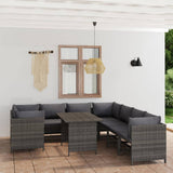 vidaXL 3-Piece Lounge Set with Cushions Poly Rattan Grey