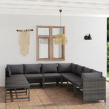 vidaXL 3-Piece Lounge Set with Cushions Poly Rattan Grey