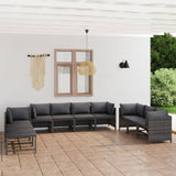 vidaXL 3-Piece Lounge Set with Cushions Poly Rattan Grey