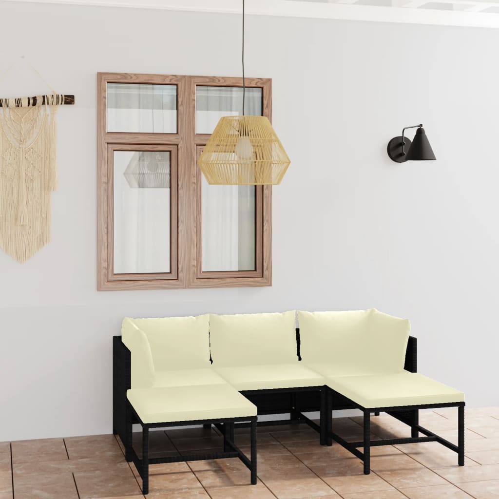 vidaXL 3-Piece Lounge Set with Cushions Poly Rattan Grey