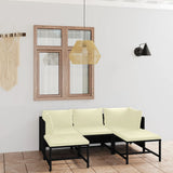 vidaXL 3-Piece Lounge Set with Cushions Poly Rattan Grey