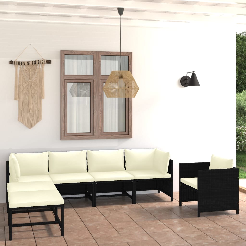 vidaXL 3-Piece Lounge Set with Cushions Poly Rattan Grey