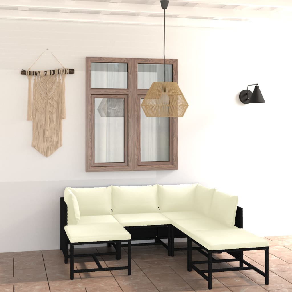 vidaXL 3-Piece Lounge Set with Cushions Poly Rattan Grey