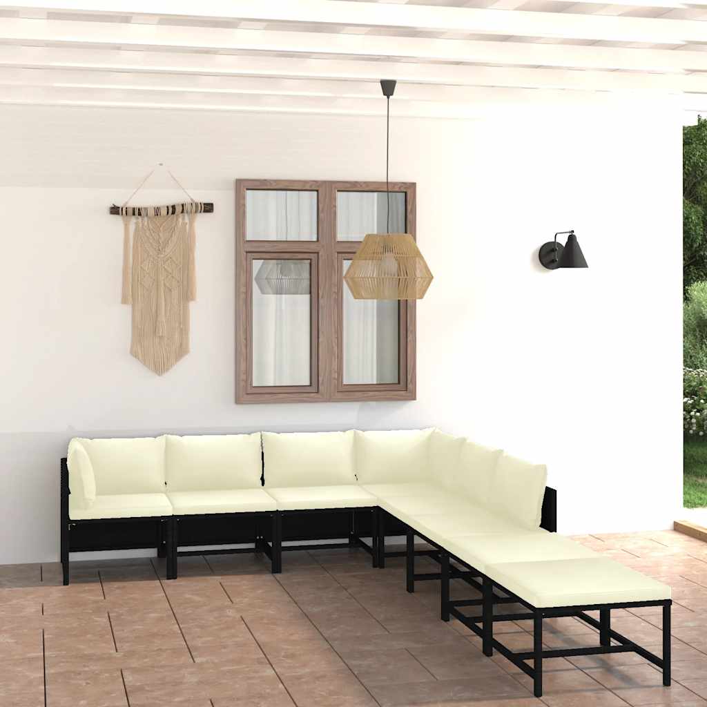 vidaXL 3-Piece Lounge Set with Cushions Poly Rattan Grey