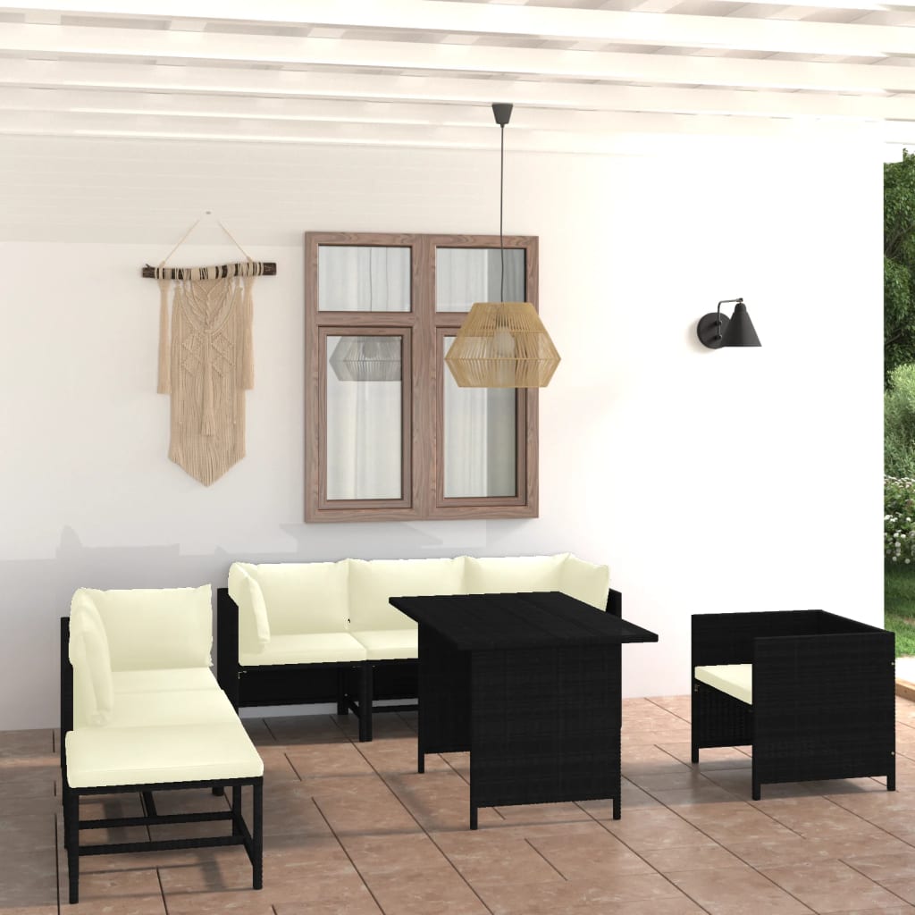 vidaXL 3-Piece Lounge Set with Cushions Poly Rattan Grey