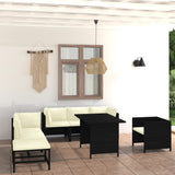 vidaXL 3-Piece Lounge Set with Cushions Poly Rattan Grey