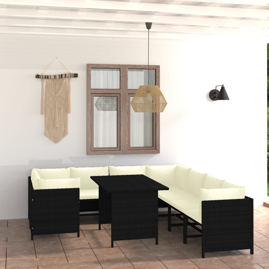 vidaXL 3-Piece Lounge Set with Cushions Poly Rattan Grey