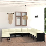 vidaXL 3-Piece Lounge Set with Cushions Poly Rattan Grey