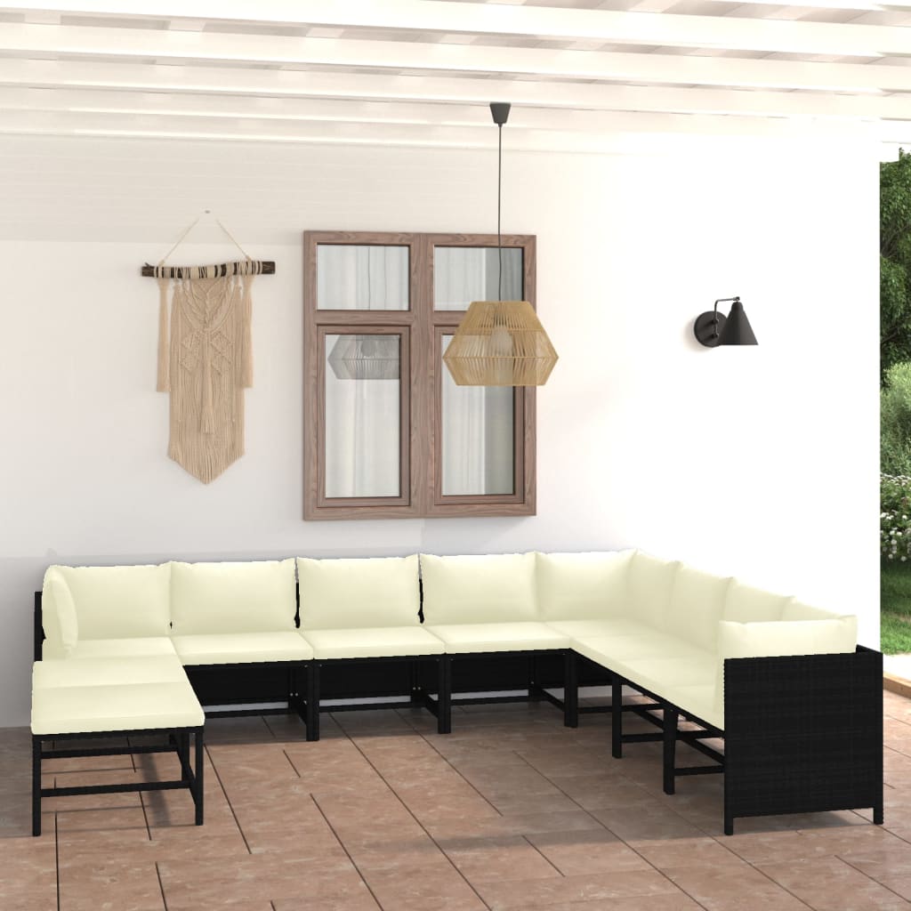 vidaXL 3-Piece Lounge Set with Cushions Poly Rattan Grey