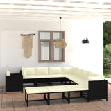 vidaXL 3-Piece Lounge Set with Cushions Poly Rattan Grey