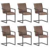 vidaXL Dining Chairs 2 pcs Real Leather Brown