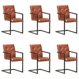 vidaXL Dining Chairs 2 pcs Real Leather Brown