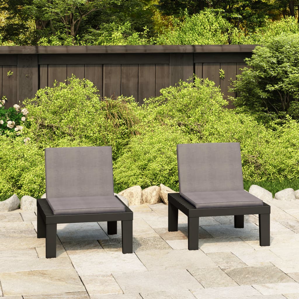 vidaXL Lounge Chairs 2 pcs with cushions plastic white