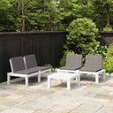 vidaXL 3-Piece Lounge Set with Cushions Plastic White